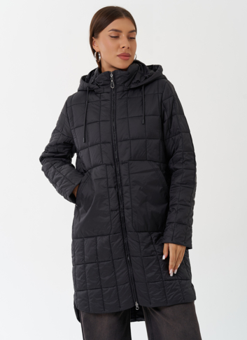 Стеганое пальто с капюшоном