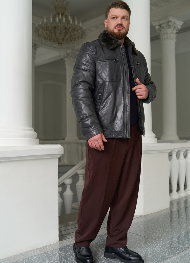 фото Куртка из натуральной кожи с отделкой из овчины модель № 31423