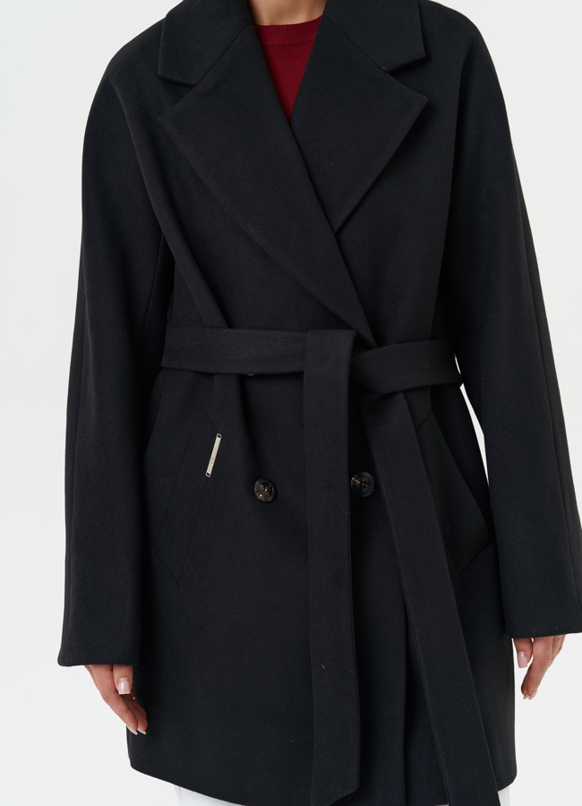 Двубортное пальто с английским воротником модель № 28090 в рассрочку
