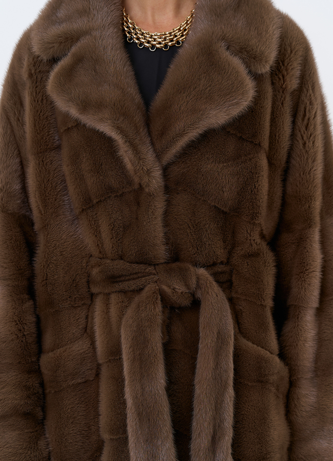 Длинная шуба с английским воротником модель № 31862 в рассрочку