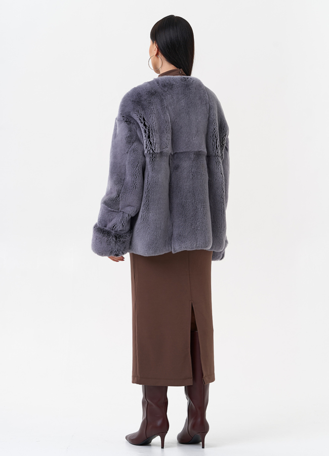 фото Короткая шуба из меха кролика модель № 29211