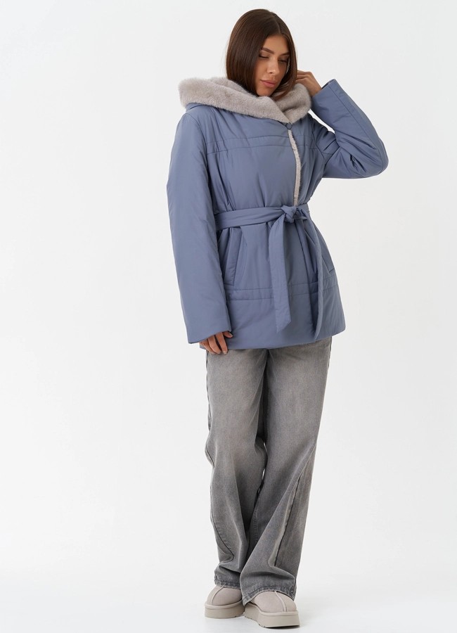 Куртка с капюшоном из эко меха модель № 28837 в рассрочку