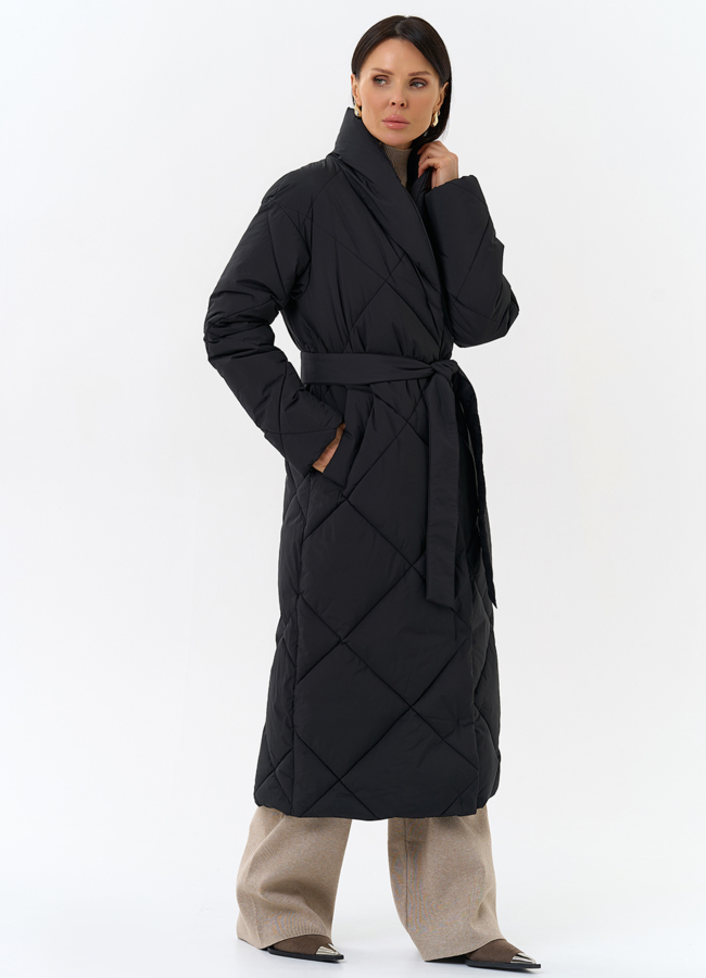 Женский пуховик с воротником шаль модель № 31740 универмаг малина