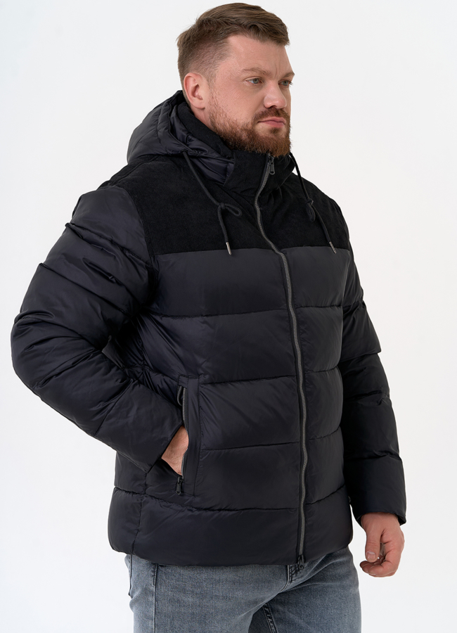 Мужской пуховик с отделкой из вельвета модель № 31469 универмаг малина