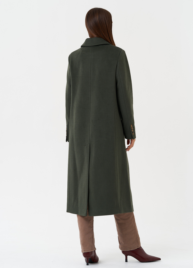 Длинное двубортное пальто с английским воротником модель № 28280 универмаг малина