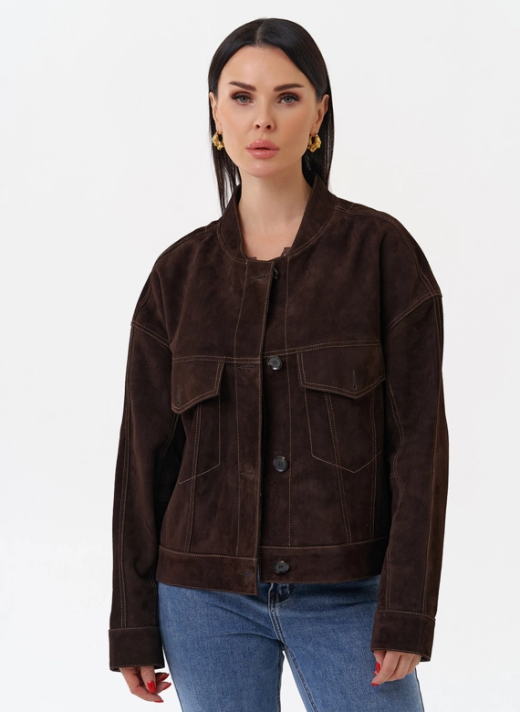 Куртка из замши коричневого цвета