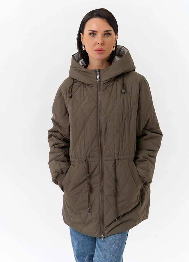 Женская куртка с капюшоном  модель № 32505 меха малина