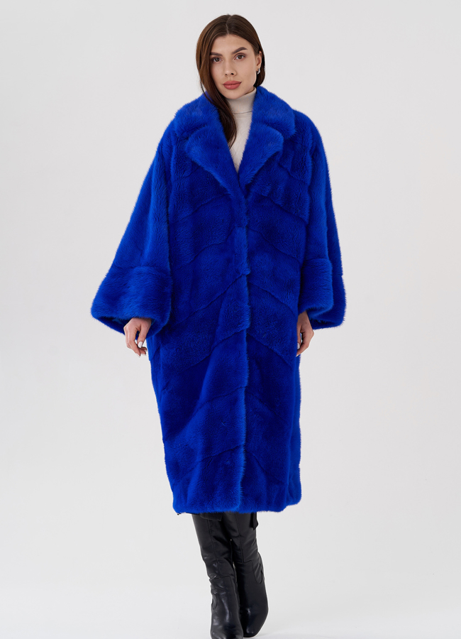 Норковая шуба с английским воротником  модель № 83359 универмаг малина