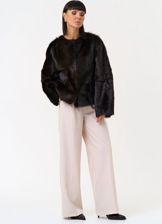 Женская натуральная дубленка в коричневом цвете модель № 31629 универмаг малина