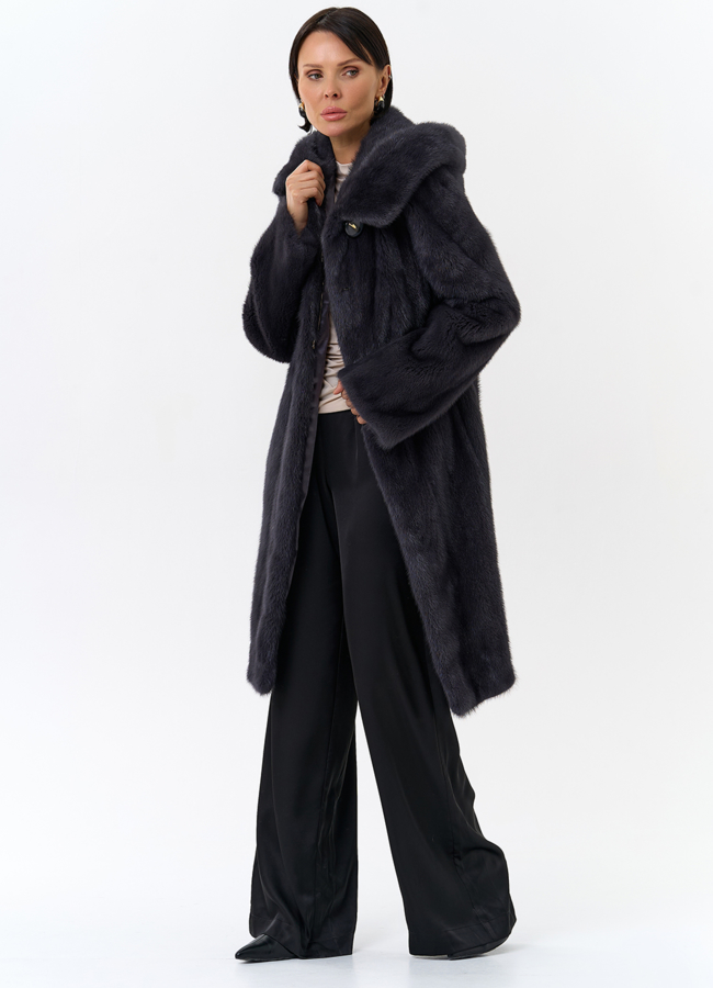 Норковая шуба с поясом модель № 31158 универмаг малина