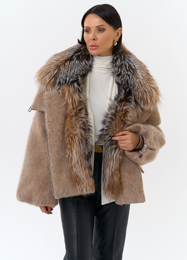 Женский пуховик с отделкой из меха блюфрост модель № 31818 универмаг малина