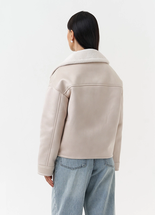 фото Короткая дубленка из эко замши модель № 30206