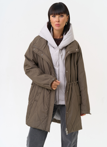 Женская удлиненная куртка со съемным капюшоном