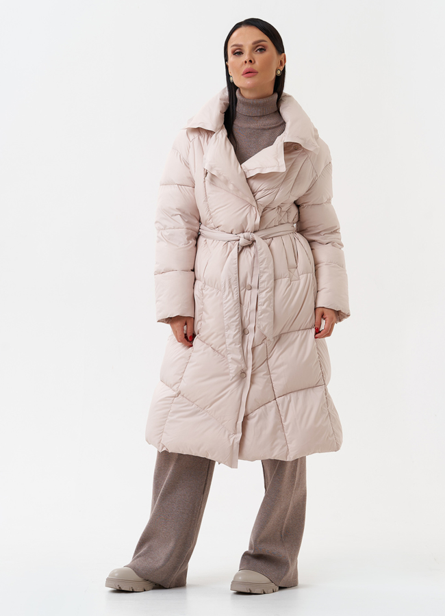 Женский пуховик с капюшоном  модель № 28961 универмаг малина