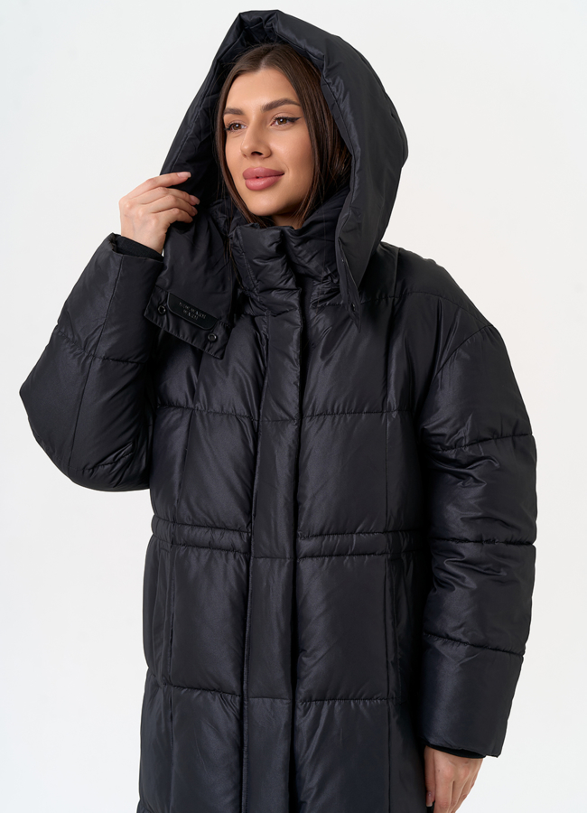 Женский пуховик черного цвета модель № 31599 универмаг малина