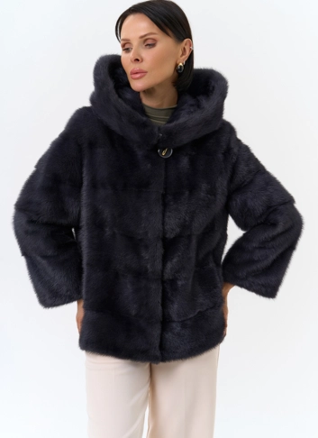 Норковая шуба трансформер с капюшоном фото