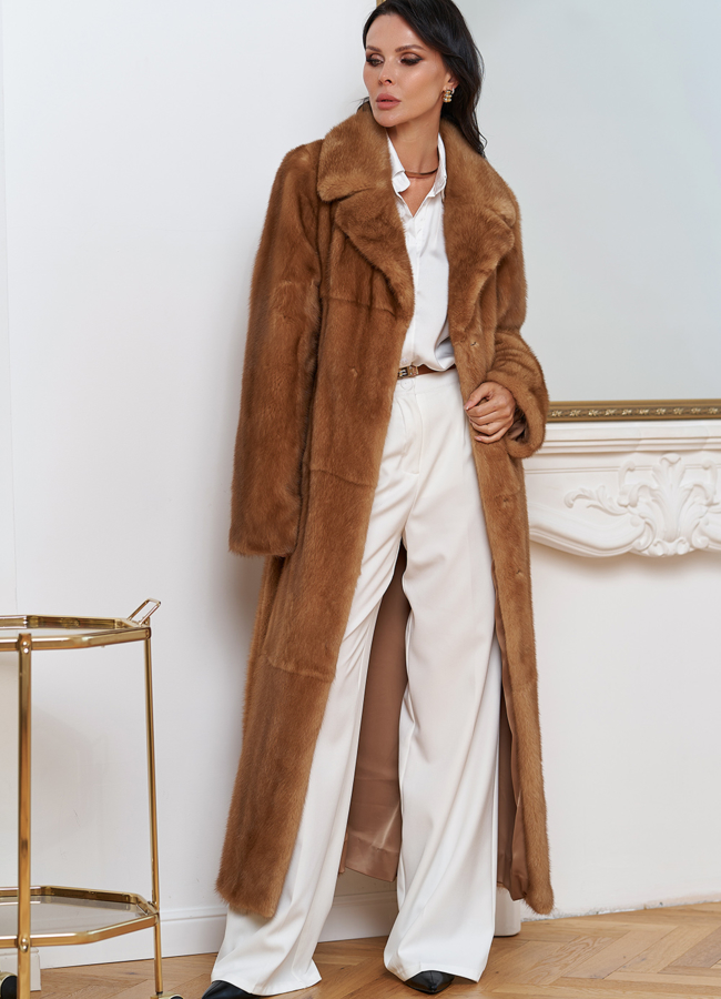 Женская длинная шуба из меха норки модель № 30686 универмаг малина