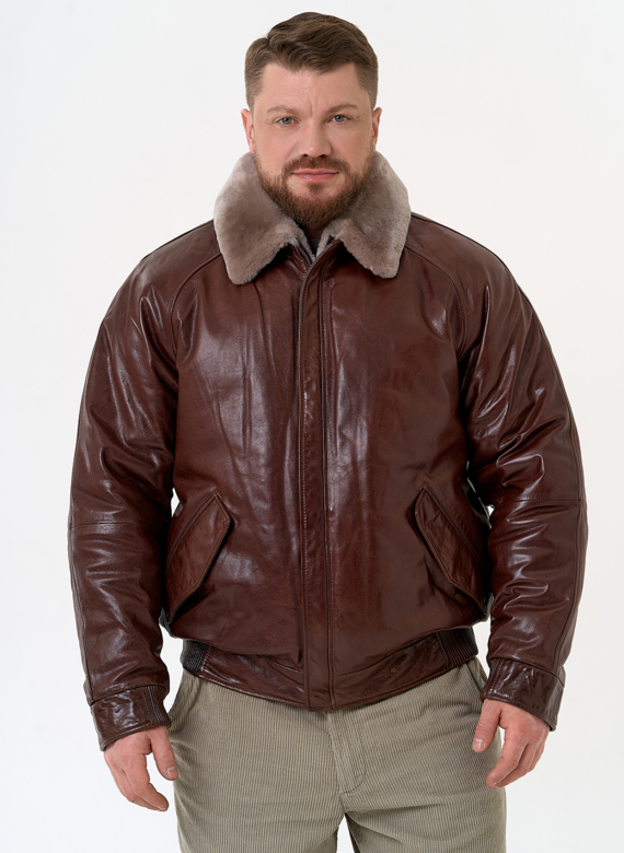 Куртка из натуральной кожи коричневого цвета