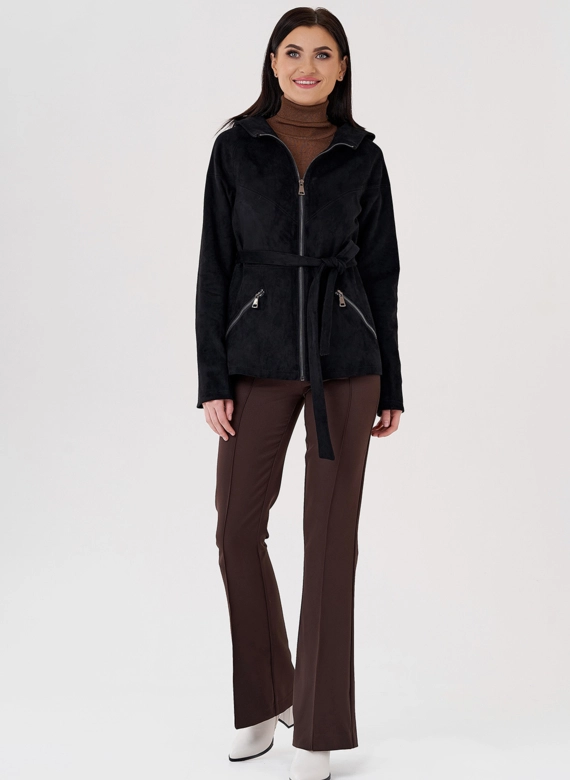 Куртка из эко замши с капюшоном