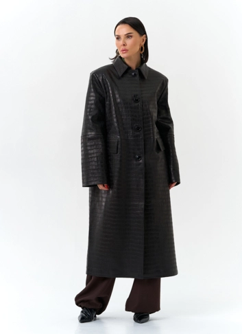 Женский плащ из натуральной кожи 