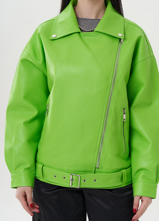 Куртка из эко кожи зеленого цвета модель № 26790 универмаг малина