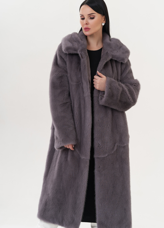 Шуба из норки с капюшоном модель № 26122 универмаг малина