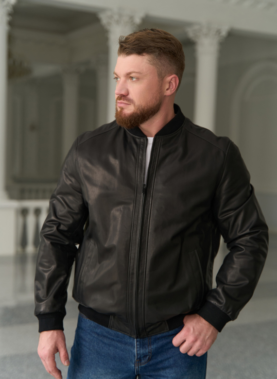 Мужская куртка бомбер из натуральной кожи