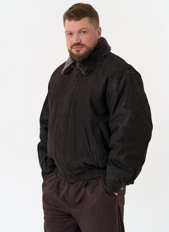 Куртка пилот из натуральной кожи с отделкой из овчины