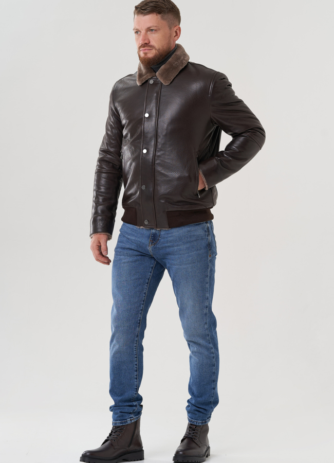 Мужская дубленка  модель № 82152 универмаг малина