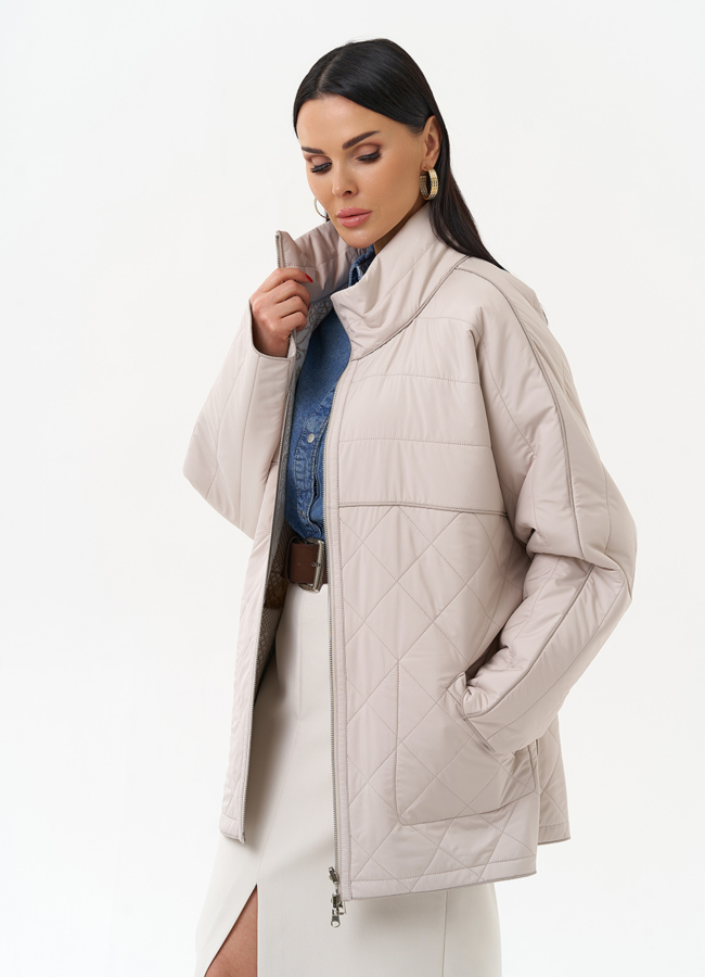 Женская двухсторонняя куртка с воротником стойкой модель № 30007 универмаг малина