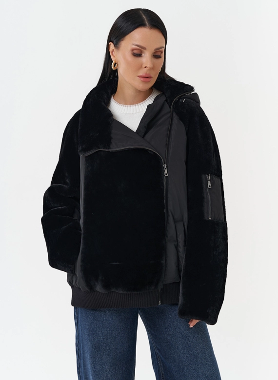 Комбинированная куртка с капюшоном