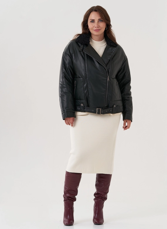 Косуха утепленная из экокожи с отделкой из экомеха
