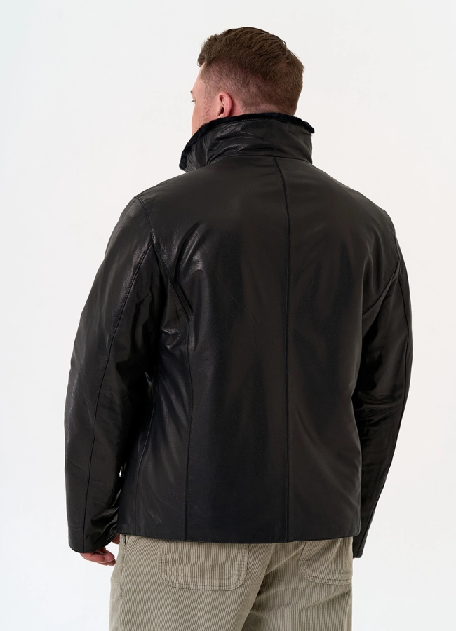 Мужская дубленка черного цвета модель № 31778 универмаг малина