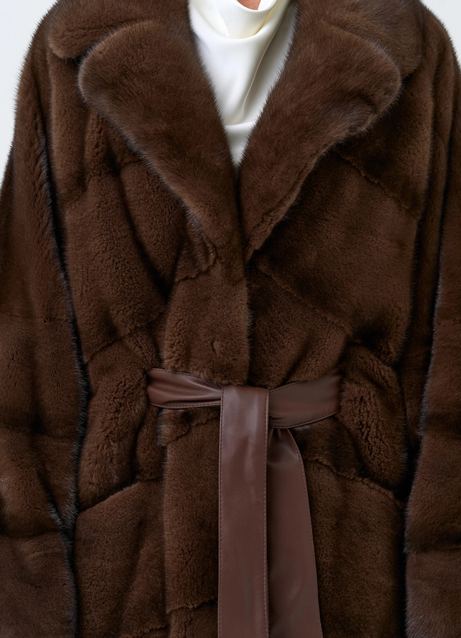 Шуба из меха норки с английским воротником модель № 32517 универмаг малина